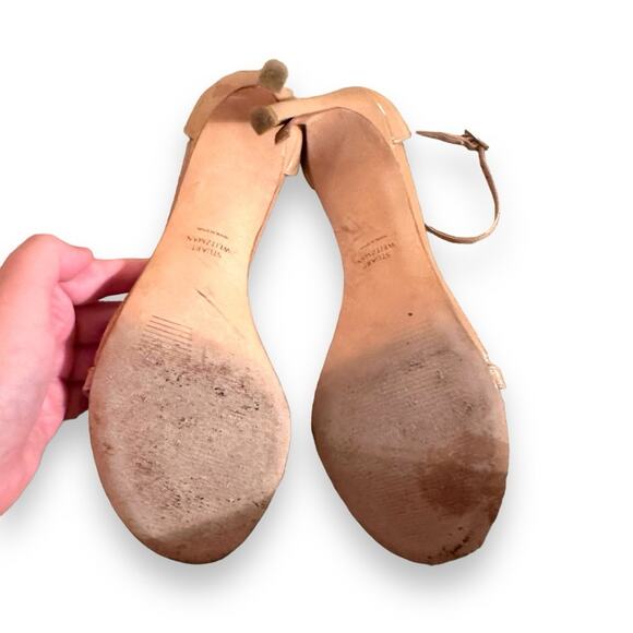 Stuart Weitzman Nudistrong Patent‎ Leather Ankle Wrap High Heel Sandals Sz 9.5 - Picture 6 of 13